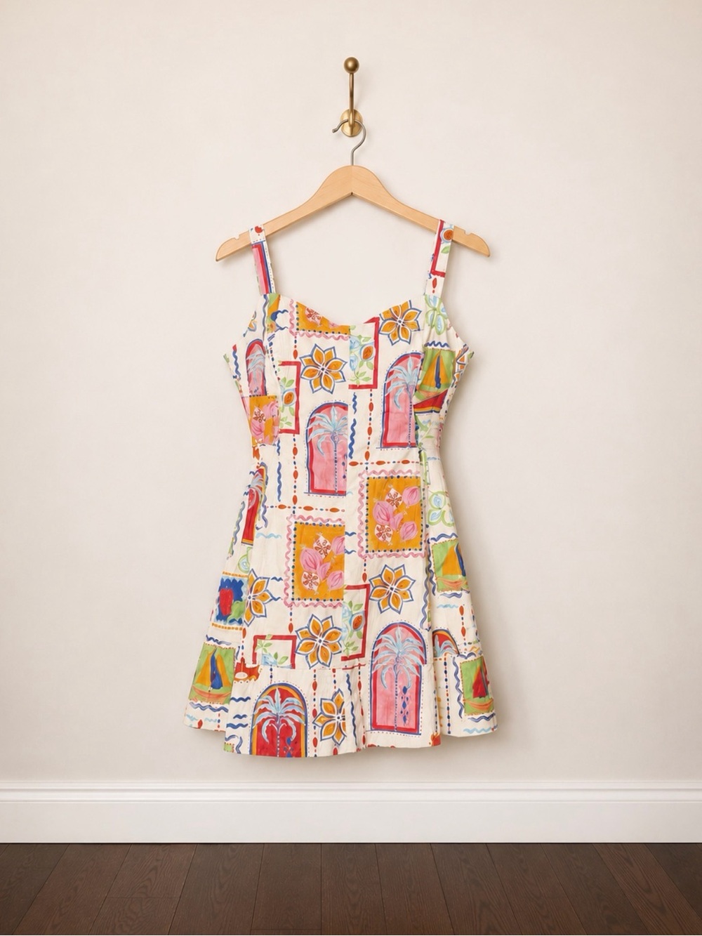 NWT Avec Les Filles Tile Print Fit & Flare Mini Dress 2